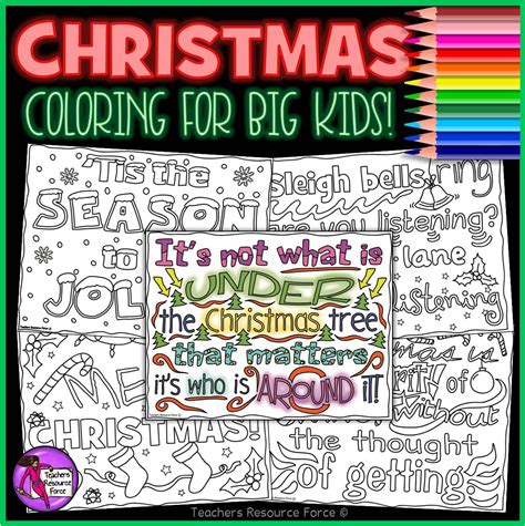 Christmas Quote Colouring Pages for Big Kids - shop.trf.one