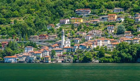 Scenic Sight In Nesso Beautiful Village On Lake Como Lombardy Italy