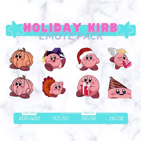 Holiday Themed Kirbys 8 Emotes Discord Twitch Instant Etsy