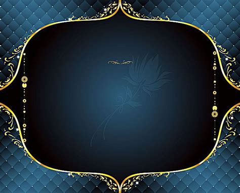 Blue Shading Vector European Gold Border Background Vector Blue