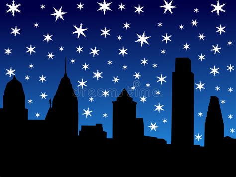 Philadelphia Skyline Im Winter Vektor Abbildung Illustration Von