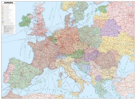 Evropa železniční - nástěnná mapa 140 x 100 cm, lamino + 2 ...