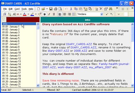 Simple Computer Diary With Empty Cards Free Formatting