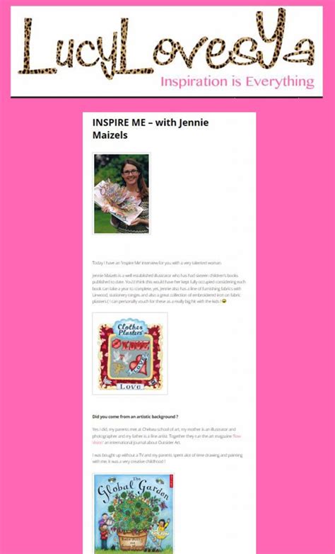 Interview For Lucy Loves Ya Blog Jennie Maizels