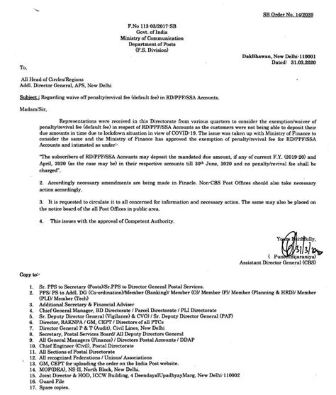 Online by authorized tax professional working on behalf of client, 3. SB Order No 14/2020 : Waive off penalty/revival fee (Default Fee) in RD/PPA/SSA Accounts ...