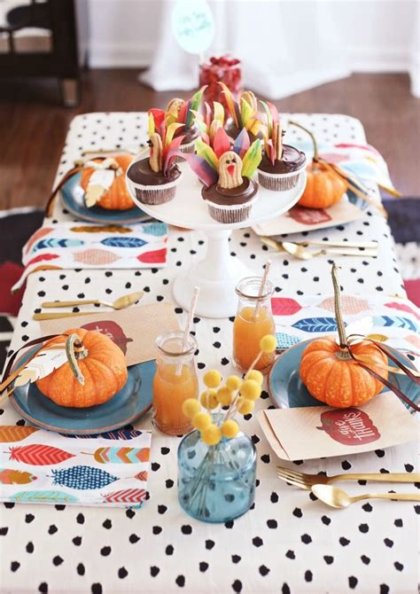 From the main dish to the sides, i've got you covered! Colorful Thanksgiving Kids Table Ideas | Thanksgiving table settings, Kid table