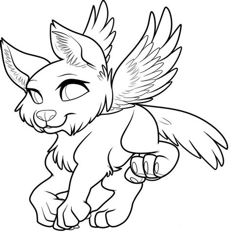 Free Winged Pup Lineart By Sapphira Page Drawings Coloring Pages Fox