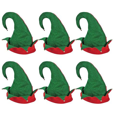 Felt Elf Hats With Jingle Bells Green Pkg Of 6