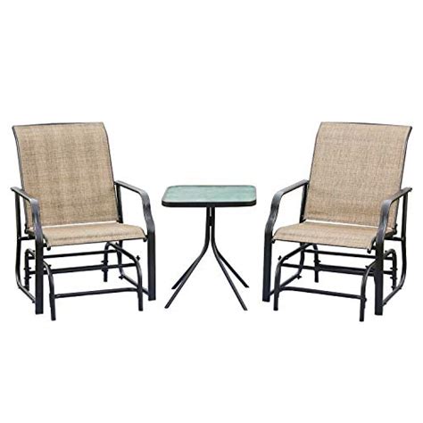 Lokatse Home 3 Piece Outdoor Patio Glider Set With 2 Rocking Chairs And