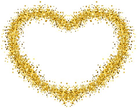 Decorative Gold Heart Transparent Image