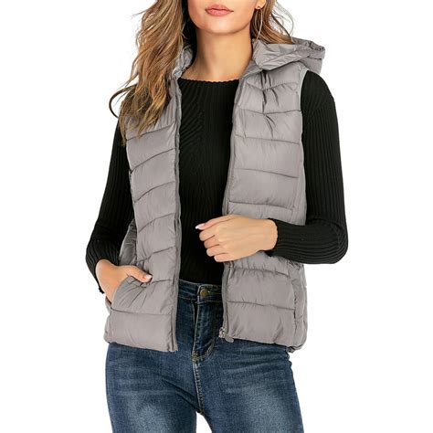 sayfut sleeveless hoodie puffer vest womens ultra lightweight packable waterproof windproof