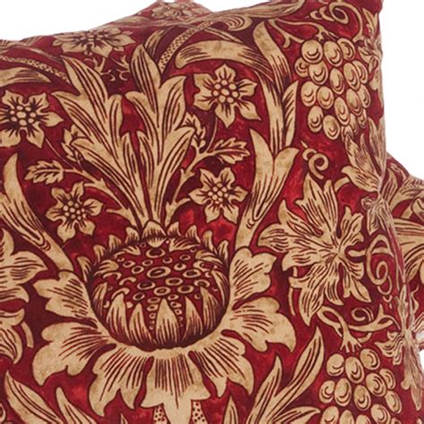 William Morris Red Velvet Sunflower Cushion