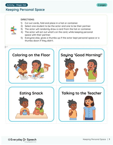 Free Keeping Personal Space Lesson Plan Everyday Speech