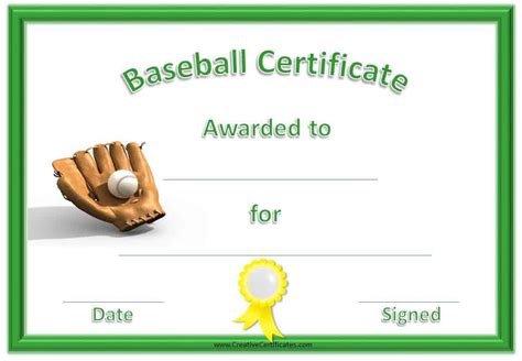Free Printable Baseball Certificates

