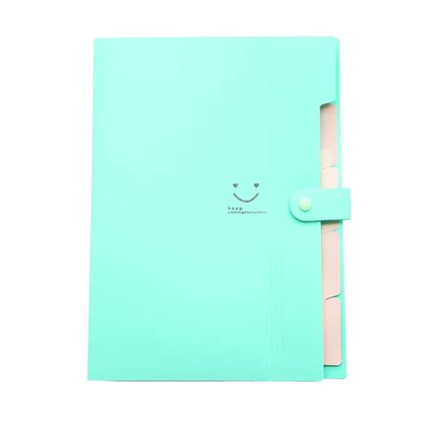 Ounona 5 Pockets Plastic Expanding File Folders A4 Letter Size Snap