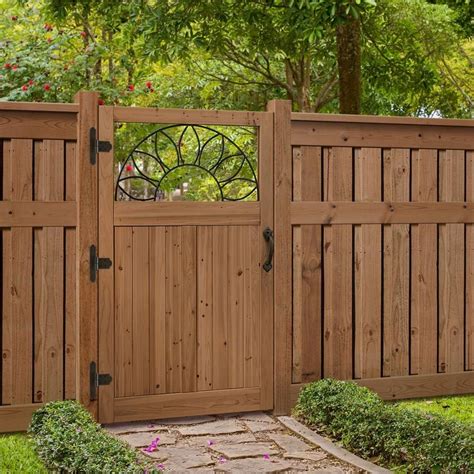 35 Ft X 6 Ft Cedar Fence Gate With Sunrise Insert 201569 The Home