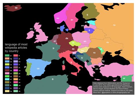 Language Of Most Wikipedia Articles By County Europe