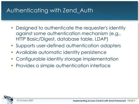 Ppt Implementing Access Control With Zend Framework Powerpoint