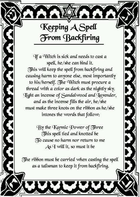 Keeping A Spell From Backfiring Free Printable Spell Page Witches