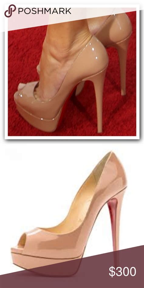 Christian Louboutin Lady Peep Patent Nude Authentic Christian
