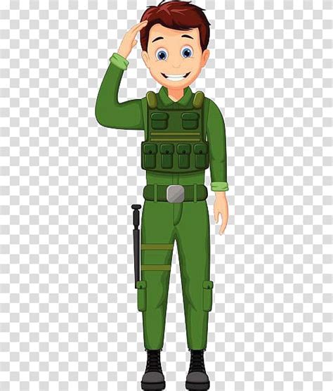 Cartoon Army Soldier Saluting Soldiers Transparent Background Png