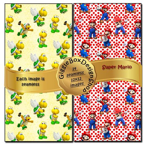 Super Mario Seamless Design Formatted For 12 X 12 By Etsy