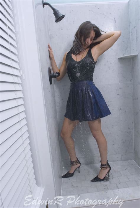 Casey Showers In Her Black And Blue Dress SOG372