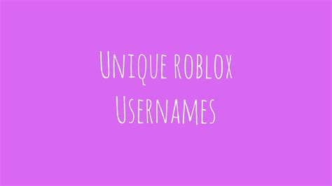 Unique Roblox Usernames♦ Youtube
