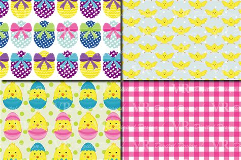 Bright Easter Digital Paper Happy Easter Chick And Eggs Backgrounds