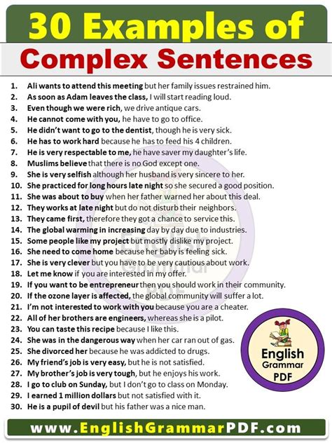 30 Examples Of Complex Sentences In English Pdf Complex Sentence