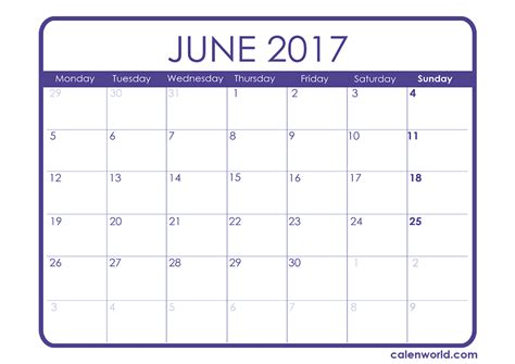 And see for each day the sunrise and sunset in june 2017 calendar. June 2017 Calendar | Printable Calendars