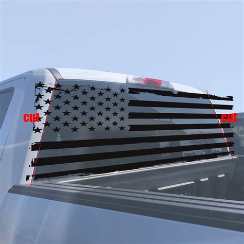 American Flag Decal Rear Window Fits Silverado Banners Vinyl Etsy