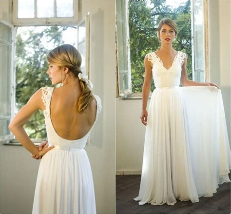 2015 White Beach Long Wedding Dresses Uk With Lace Applique Summer A