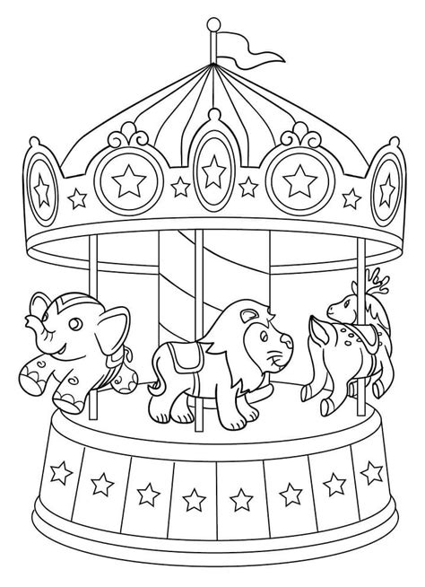 Simple Carousel Coloring Page - Free Printable Coloring Pages for Kids