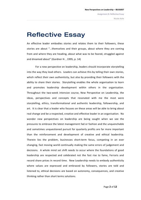 How To Write A Reflective Essay Introduction Example Reflective Essay