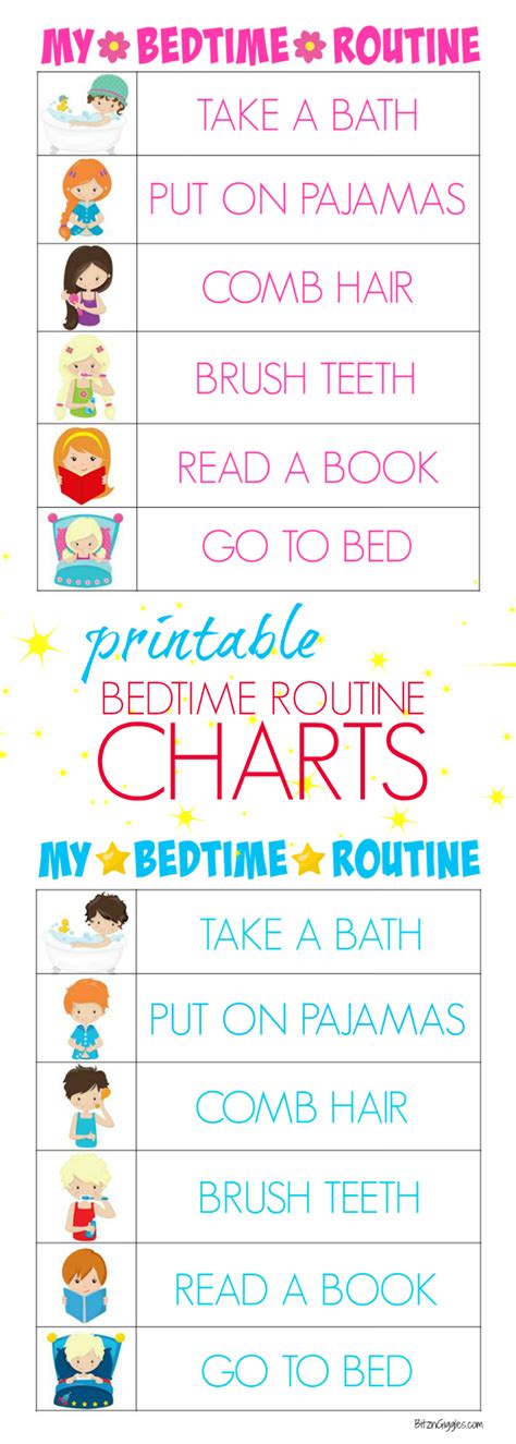 Printable Bedtime Routine Charts Bitz And Giggles