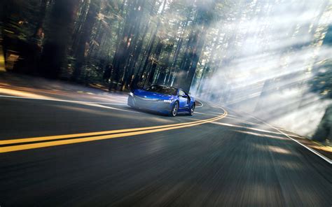 Acura Nsx Road Motion Blur Car Vehicle Forest Mist Wallpapers Hd