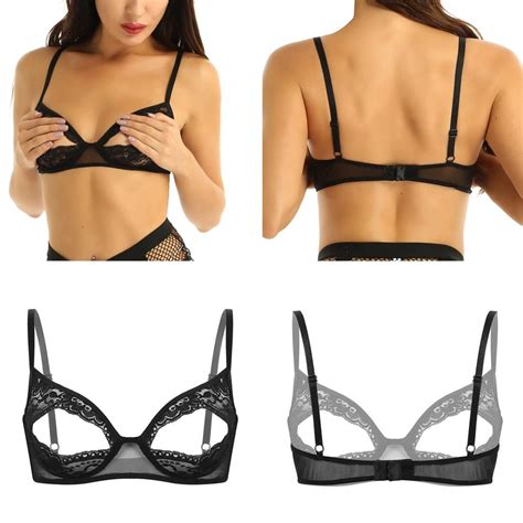 Buy Womens Lace Sheer See Through Hollow Out Wire Free Unlined Bra