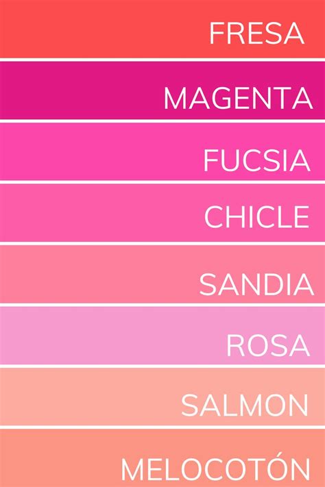 The Names Of Different Types Of Colors On A White And Pink Background