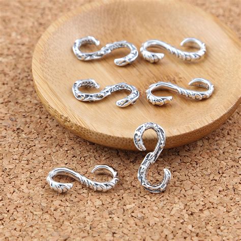 925 Sterling Silver S Hook Clasps Textured Hook Bracelet Clasps