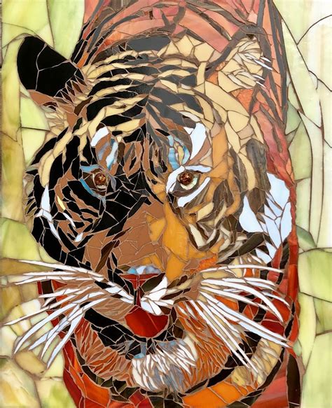 Tiger Mosaic Art Mosaic Glass Stained Glass Mosaics Mosaic Animals
