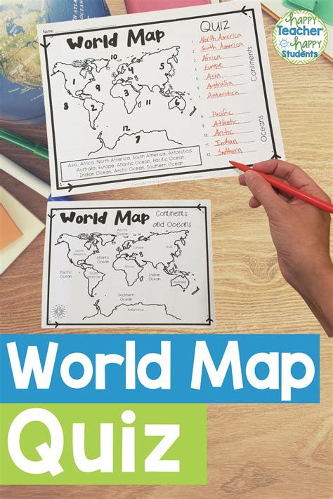 World Map World Map Quiz Test And Map Worksheet 7 Continents And 5