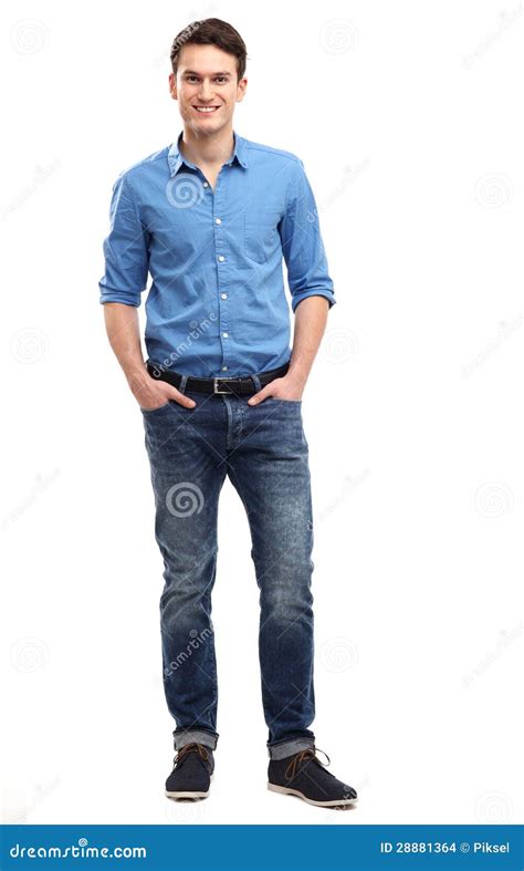 Casual Young Man Standing Stock Photo Image Of Enjoying 28881364