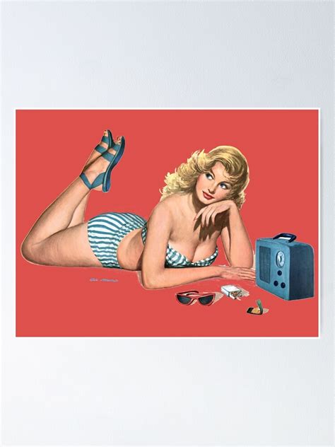 Vintage Pin Up Girl Laying Down Listening To Music Poster For Sale By Vintagerepros Redbubble