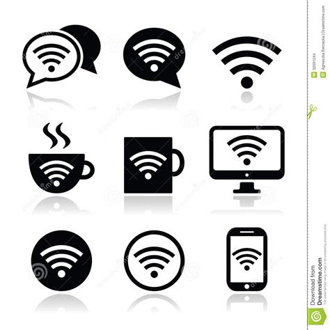 Coffee, restaurant, drink, food, cup, beverage, hot, mug, coffee shop. Wifi, Internet Cafe, Wifi Icons Set Stock Illustration ...