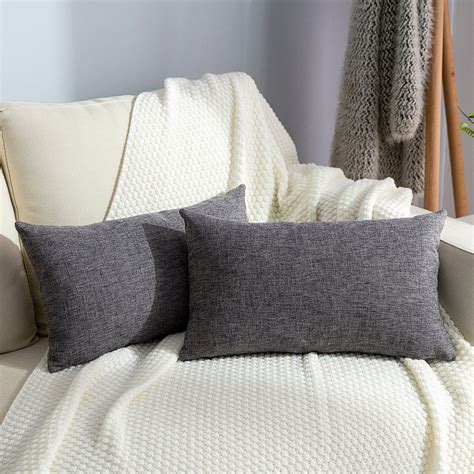 Throw Pillows Covers For Couch Set Of 2 Premium Linen Rectangle Solid
