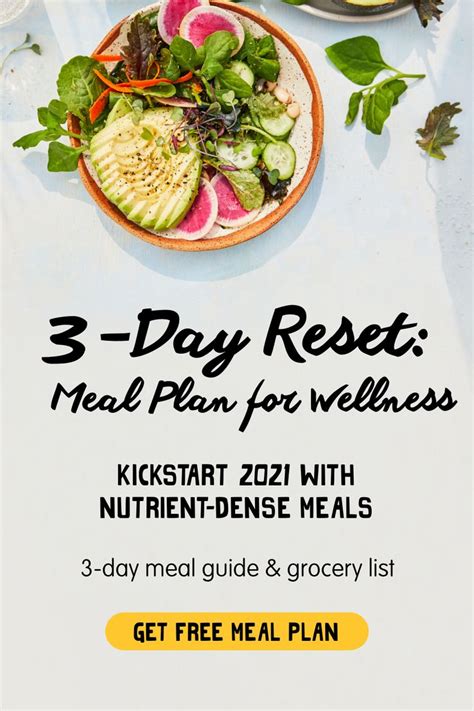 3 Day Reset Meal Plan For Wellness Meal Planning Healthy Eating