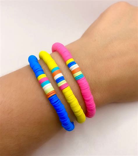 Heishi Bead Bracelet Polymer Clay Colourful Bracelet Etsy