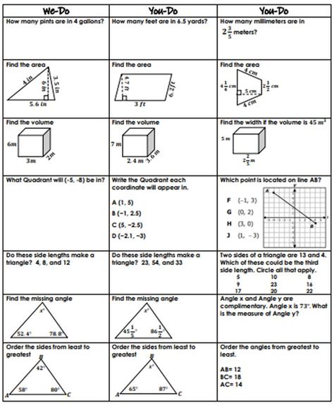 6th Grade Geometry Review We Do You Do Guided Class Activity Amped