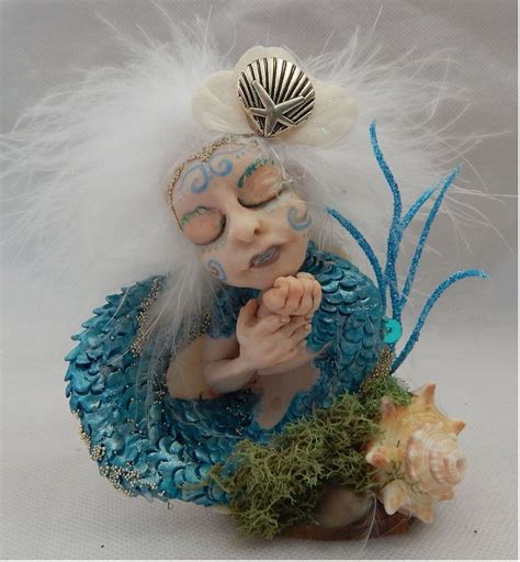 Sea Nymph Mermaid In Shell Ooak Fairy Sculpture Art Doll Fairies New